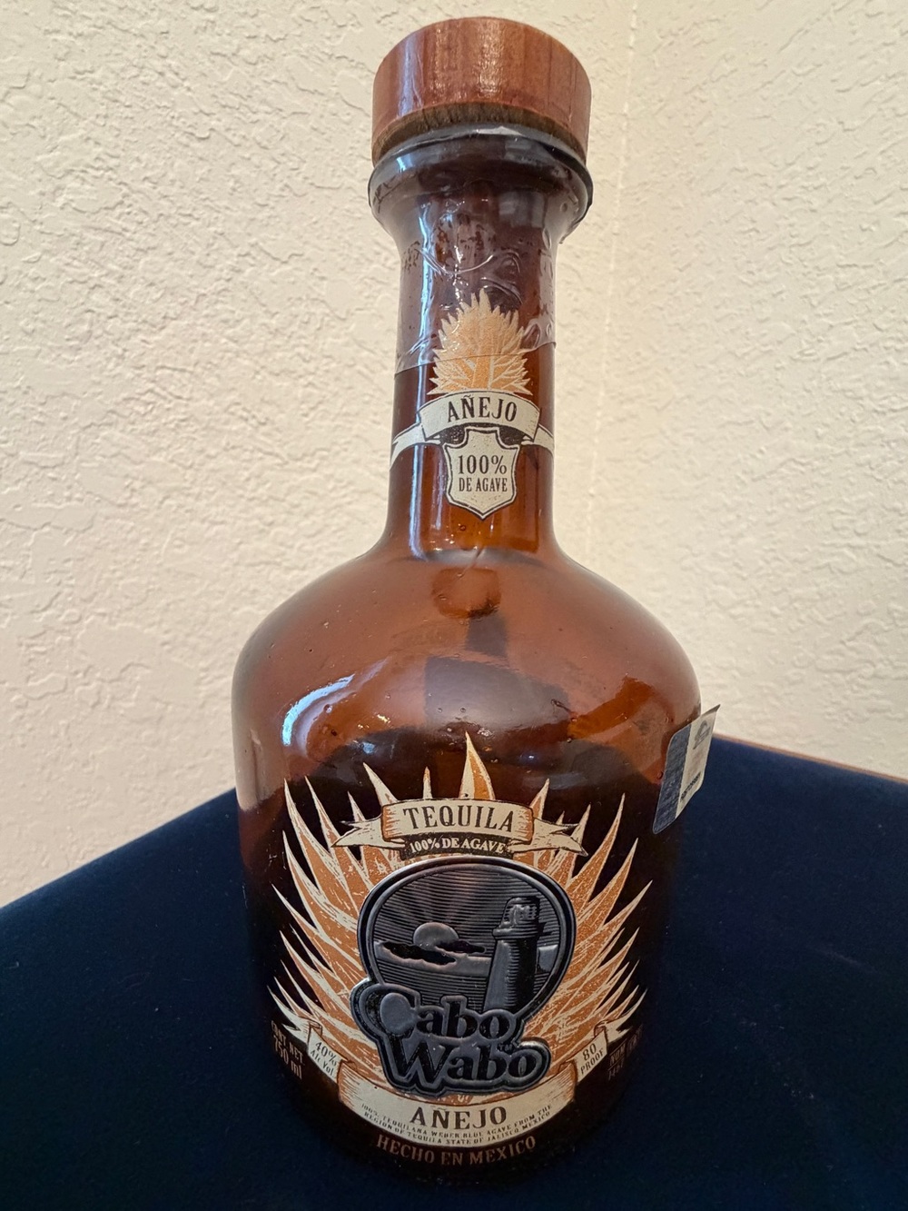Empty Vintage Cabo Wabo Añejo Tequila Glass Bottle – Lighthouse Label (750ml)
